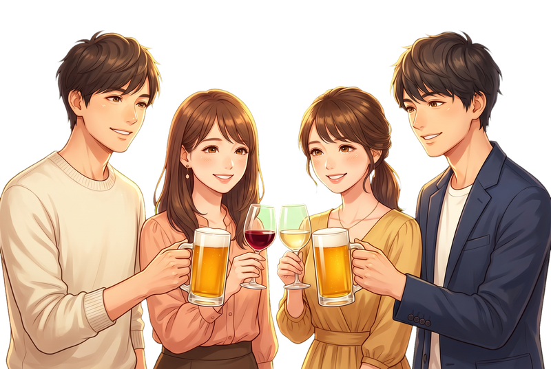 乾杯するグループ